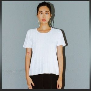 A.L.C. WHITE SHORT SLEEVE CROSSOVER BACK TOP M*